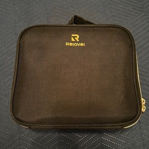 Black with gold zipper makeup case cosmetic bag